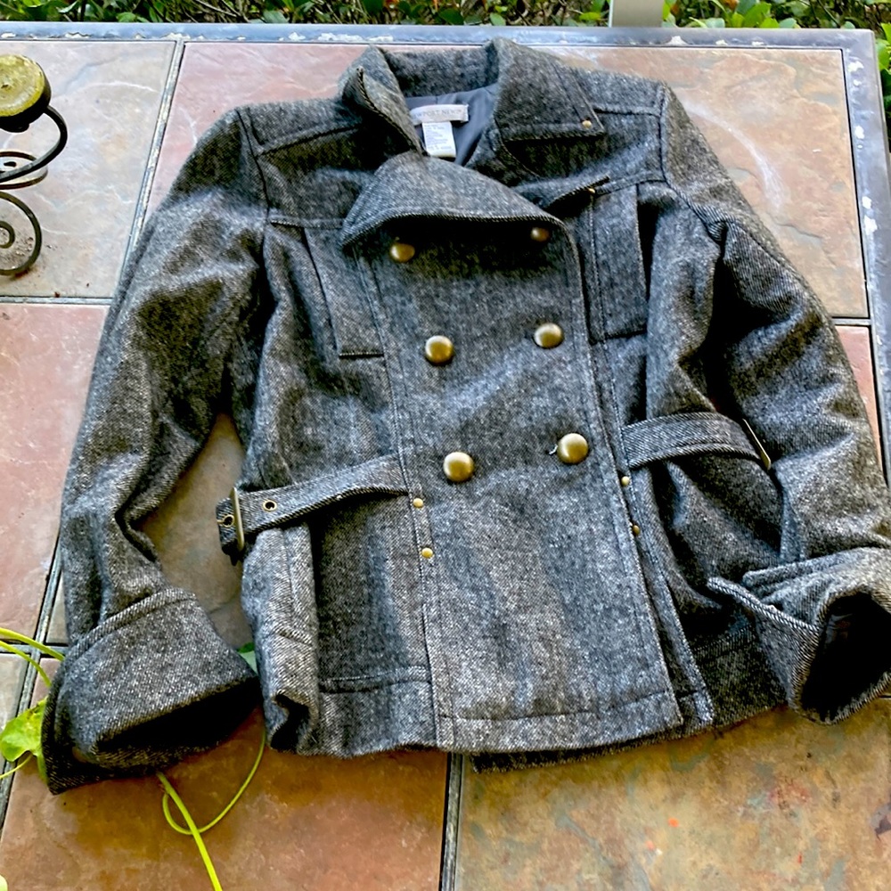 NWOT Winter Coat:Grey , Double-Breasted, Wool Lined,